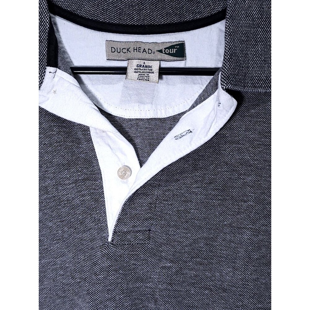 Duck Head Men's Golf Polo Shirt Large Black Tweed Color - Picture 5 of 8